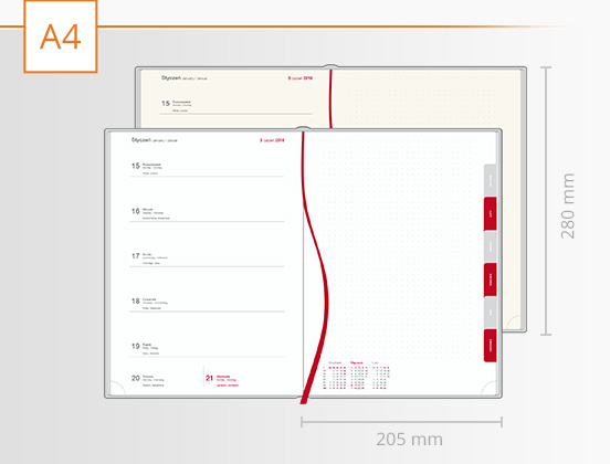 ax kalendarz tygodniowy a4 notatki